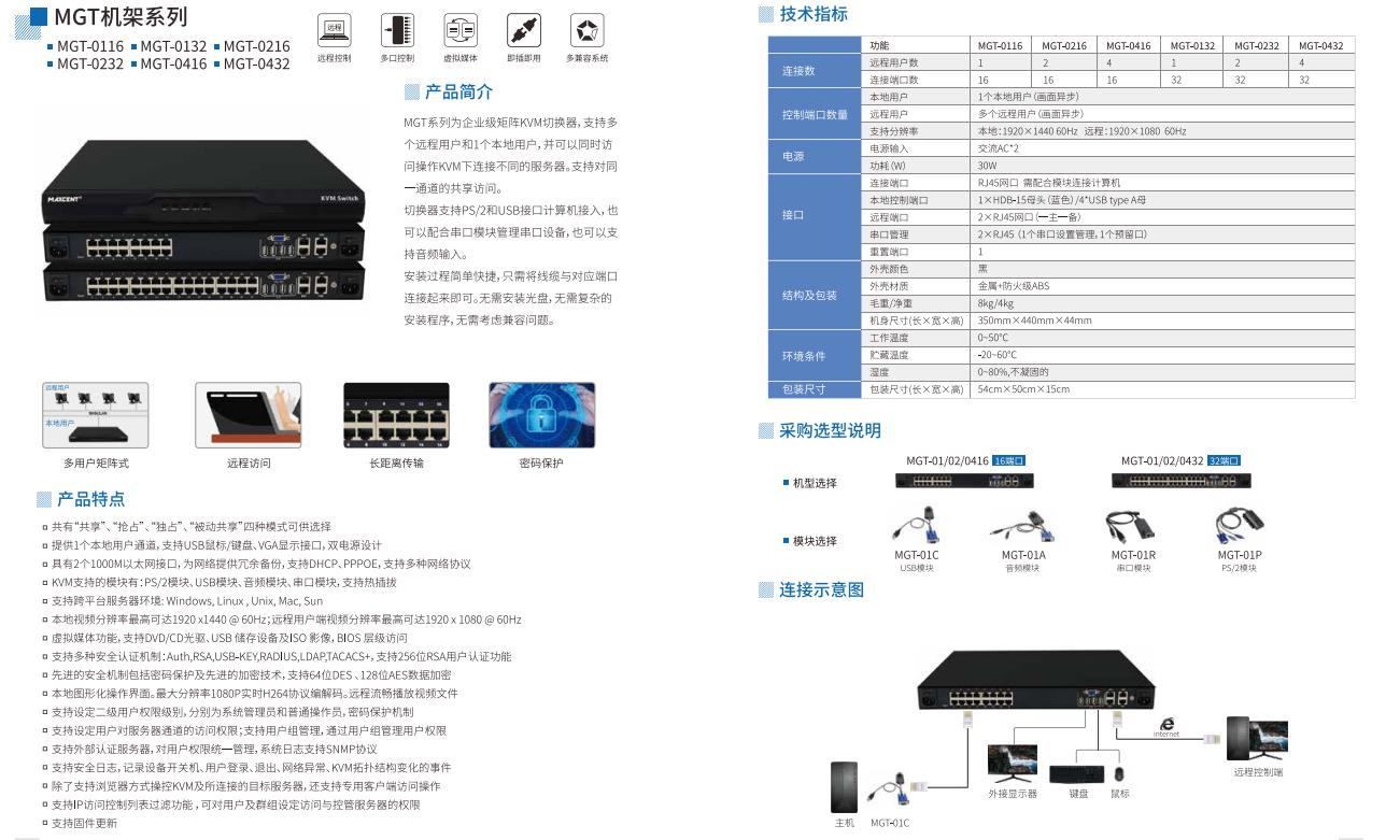 麥森特專注國產kvm切換器研發制造只為詮釋匠心MGT數字矩陣式KVM切換器